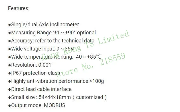 HCA726S HCA716S датчик наклона modbus выход протокол малый объем фотогальваническая система отслеживания света угол отслеживания RS232