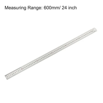 

uxcell Straight Ruler Inch Metric Stainless Steel Measuring Ruler Tools with Hanging Hole 600mm 24 Inch 1pcs