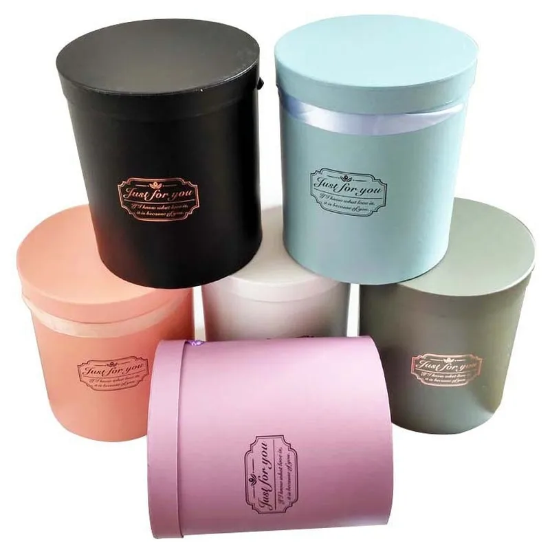 

3 Pcs/Set Blue Color Round Flower Paper Boxes with Lid Hug Bucket Florist Gift Packaging Box Different Size Gift Boxes Candy Bar