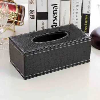 

2 Sizes Simple PU Tissue Box Rectangle Paper Towel Holder Desktop Napkin Storage Container Kitchen Tissue Tray For Home Office