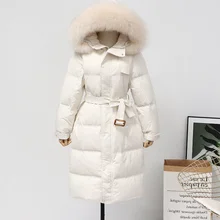 FAKUNTN New Autumn Winter Faux Fur Coat Women Long Jacket Parkas Hooded Warm Woman Coats Solid Women Parkas Cotton Coat