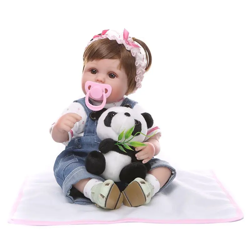 

16'' Reborn Doll Realistic Silicone Vinyl Newborn Babies Toy Girl Princess Clothes Pacifier Lifelike Handmade Gift 95AE