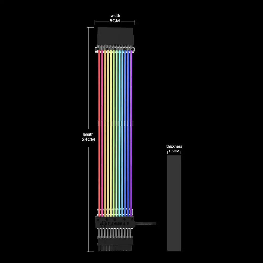 Прочный неоновый RGB материнская плата кабель шасси удлинитель питания 24Pin 5V PC Case