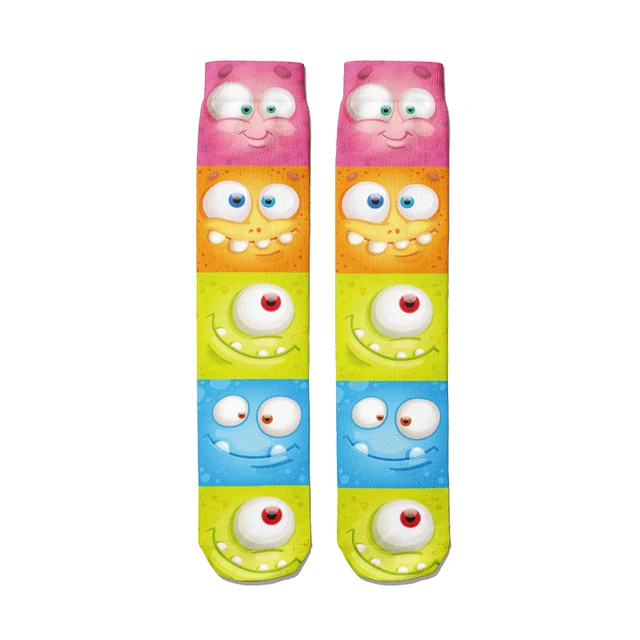 Sell Well Funny Expression Printed Women Socks Fashion Cute Cotton Long Socks Harajuku Christmas Warm Middle Tube Socks Female Style5