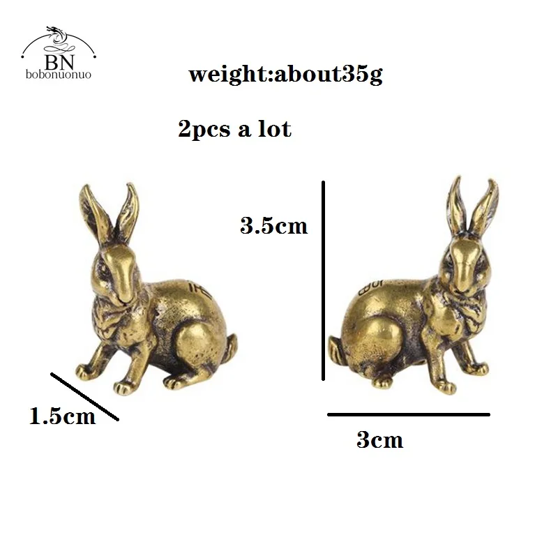 Room Decor Statues Antique Copper Zodiac Cute Rabbit Statue Ornaments 1 Pair Vintage Solid Brass Animal Miniature Figurine Tea Pet Desk Decoration tea pet ornaments room decor statues