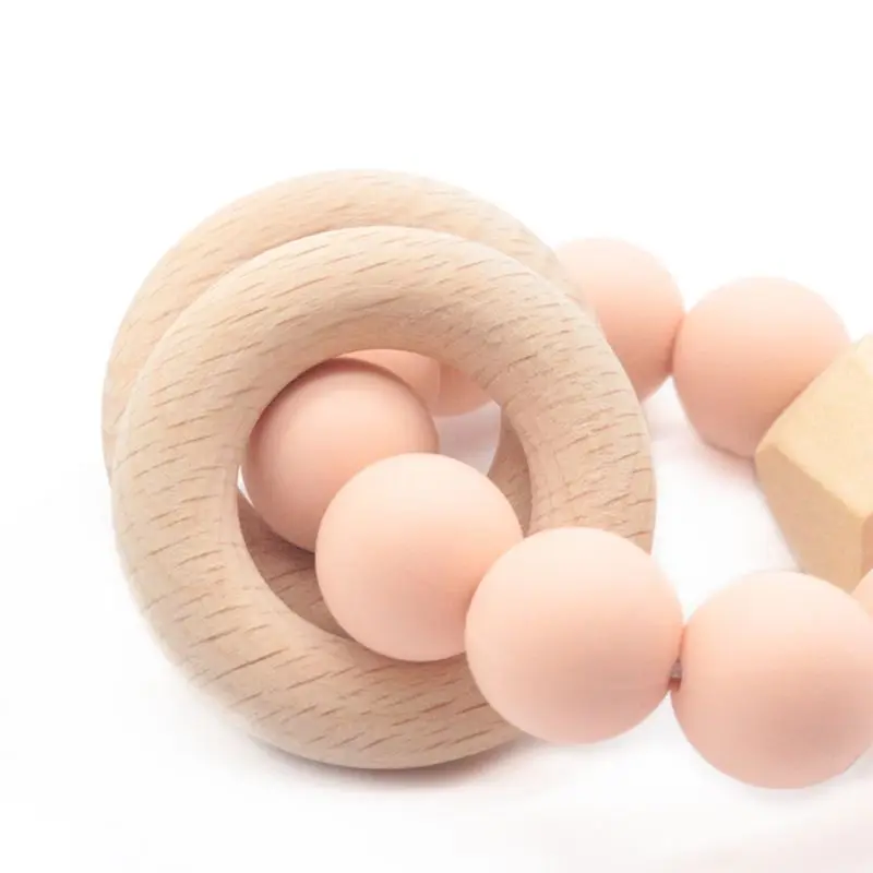 

Newborn Wood Toy Nipple Pacifier Chain Molar Bracelets Baby Teether Set