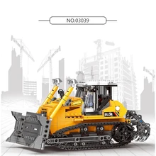 Escavadeira de esteiras blocos de construção compactador diecast rastreado montar brinquedo engenharia técnica carro brinquedos para crianças