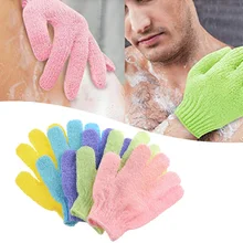 Мягкие и прочные отшелушивающие купальные перчатки Массаж спа тела пемза для мытья перчатки 1 пара пятипальцевого дизайна