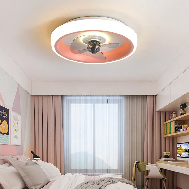 Nordic Modern Acrylic ABS Smart Led Ceiling Fan Light Colorful Children's Bedroom Dining Household Lighting Fan Integrated Lamp