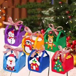Kit de bolsos de fieltro de costura artesanal, bolsas de regalo de dulces de Navidad, juguetes de costura hechos a mano, juguetes educativos para el aprendizaje temprano para B2G2