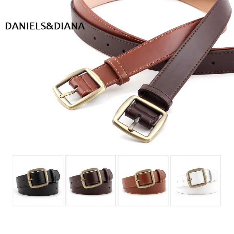 

Women Punk Chain Fashion Belt Adjustable Black Double/Single Eyelet Grommet Leather Buckle Belt