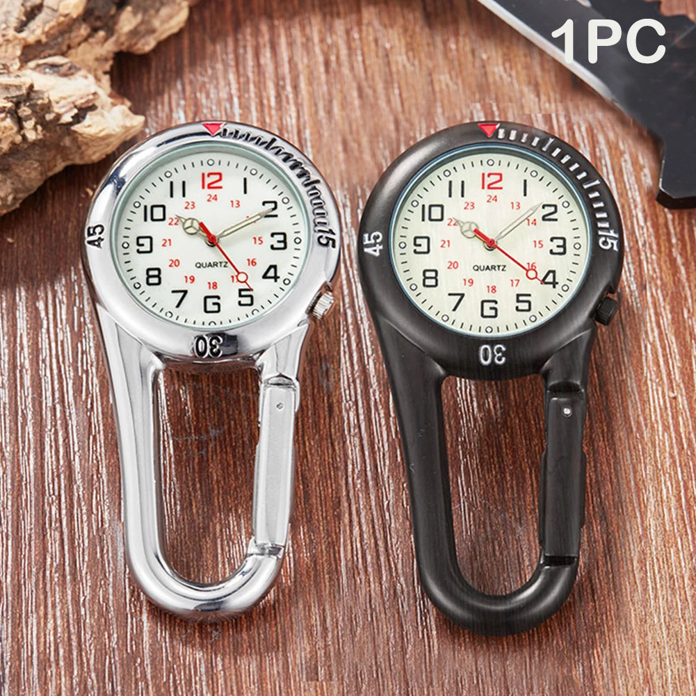 Clip On Belt Pointer Sports Climbing Alloy Carabiner Gift Luminous Doctor Unisex Fob Quartz Pocket Watch Fashion