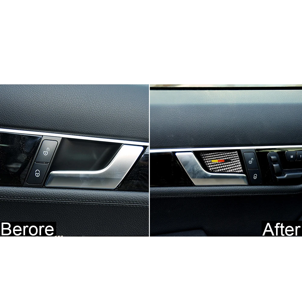 

Car Interior Door Sticker For Mercedes Benz W204 W212 4pcs/Set Carbon Fiber Car Stickers Cover Handle Cover Trim Auto parts