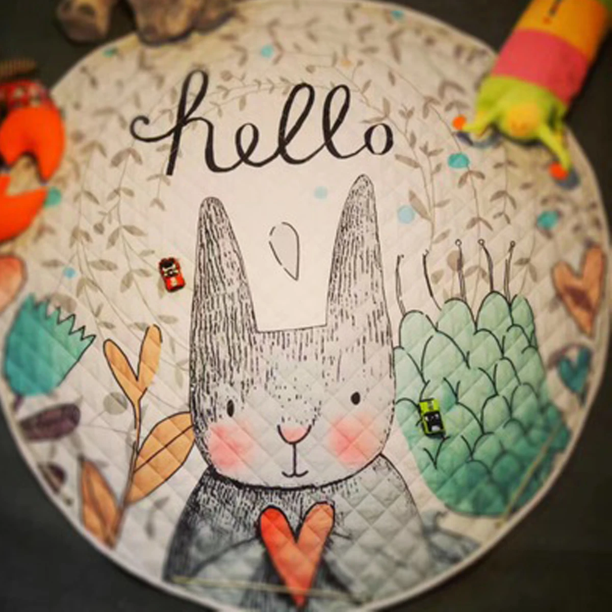

Round Rugs Baby Play Mat Toys Storage Organizer Nursery Rugs Anti-slip Cartoon Animal Baby Floor Mat Game Mat