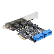 ALLOYSEED USB3.0 ajouter sur la carte avant PCI-E à 19/20 broches adaptateur d'interface USB 3.0 PCIe PCI Express carte d'extension pour ordinateur de bureau