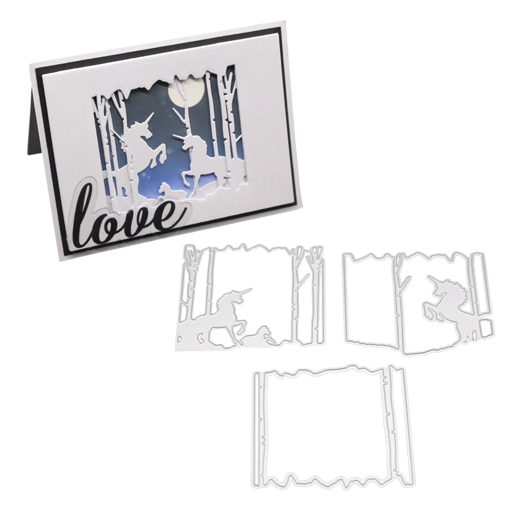 

Two Unicorns Cutting Dies Set Metal Tree Frame Stencil For Diy Scrapbooking Celebrating Paper Cards Making Stamps And Dies