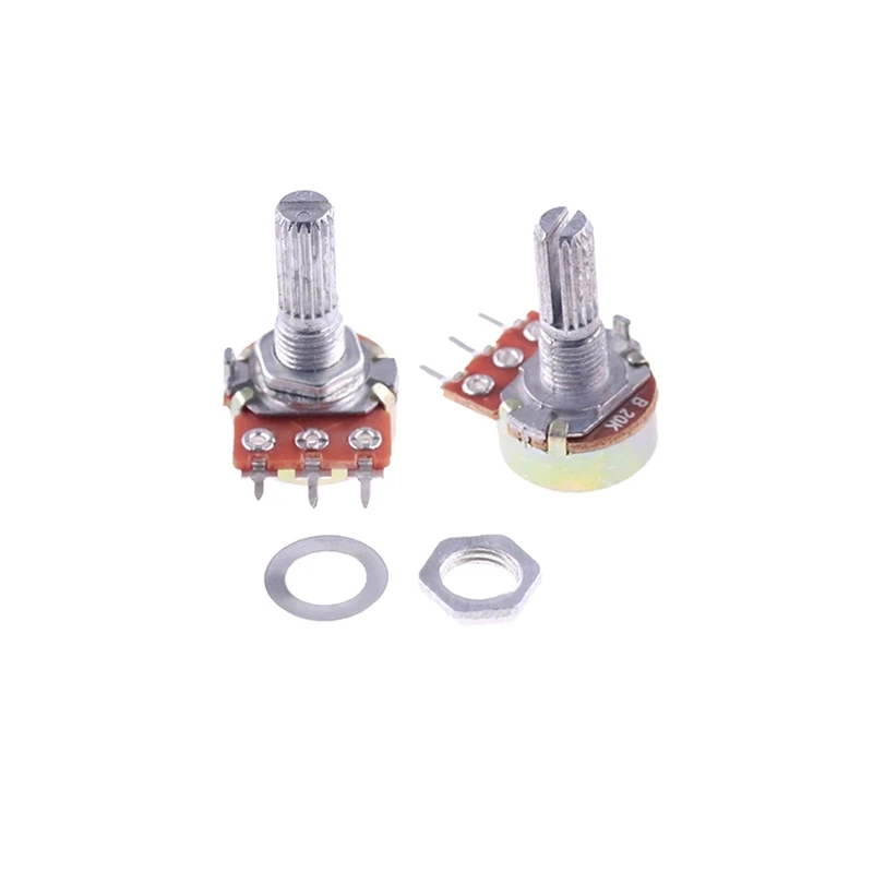 5pcs WH148 3PIN 20MM Single Couplet Potentiometer With Nuts B1K B2K B5K B10K B20K B50K B100K B250K B500K B1M 1K 2K 5K 10K 100K