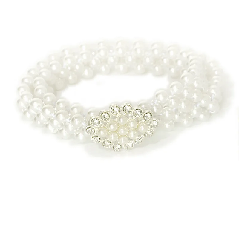 Золотой растягивающийся нарядный пояс Женский глянцевый эластичный жемчужный пояс платье стразы с Украшенным Поясом цепочка металлический пояс - Цвет: bg -1190gold