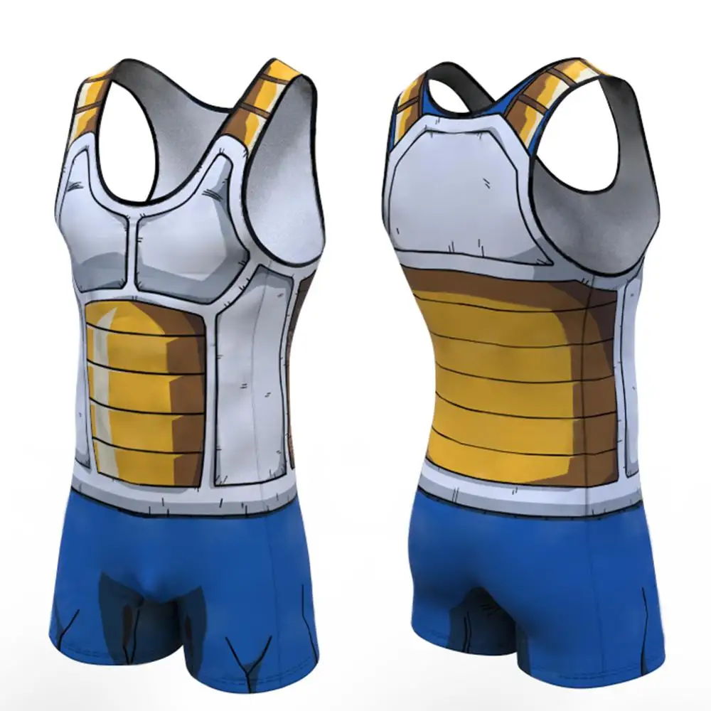 Casual Vegeta Goku Funny Men's Short One Piece Sleeveless Street Casual Cargo Pants Jumpsuit Overalls Shirts 3