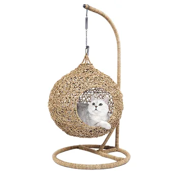 

Cat Luxury vine bed house cat hammock with cushion kitten house pet accessories pet hanging bed frame cat home goods basket