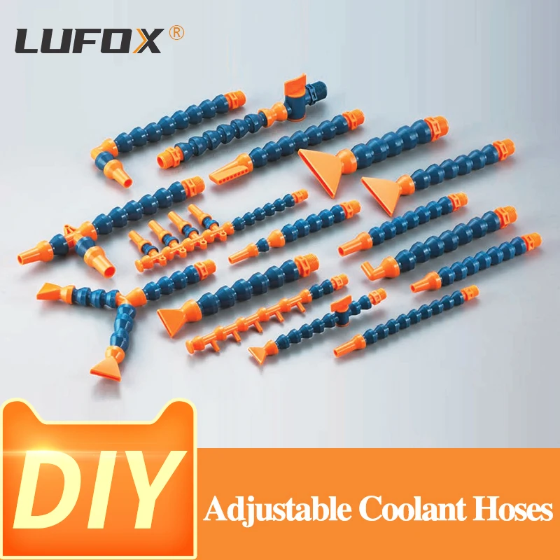 G1/4" Adjustable Coolant Hose POM Plastic Cooling Pipe Round Flat Porous Flat Nozzle with Switch Valve PT NPT1/8 adjustable coolant hose