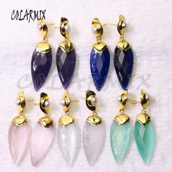 

3 Pairs Arrow cat eyes stone earring Natural stone earrings Gold color Jewelry earrings fashion jewelry gift for lady 6177