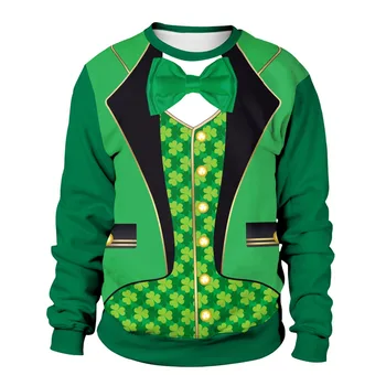 

St.Patrick'sDay Irish Party Evening Dress Print Long Sleeve Turtleneck Sweater cosplay costume unisex anime Halloween