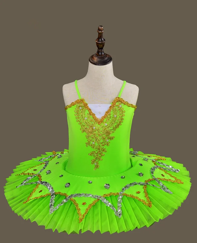 Girls Pink/Purple/White/Green Girl Ballet Tutu Dress Swan Lake Ballet Costume Ballerina Clothes Children Ballet Dance Dressrs - Цвет: Fluorescent green