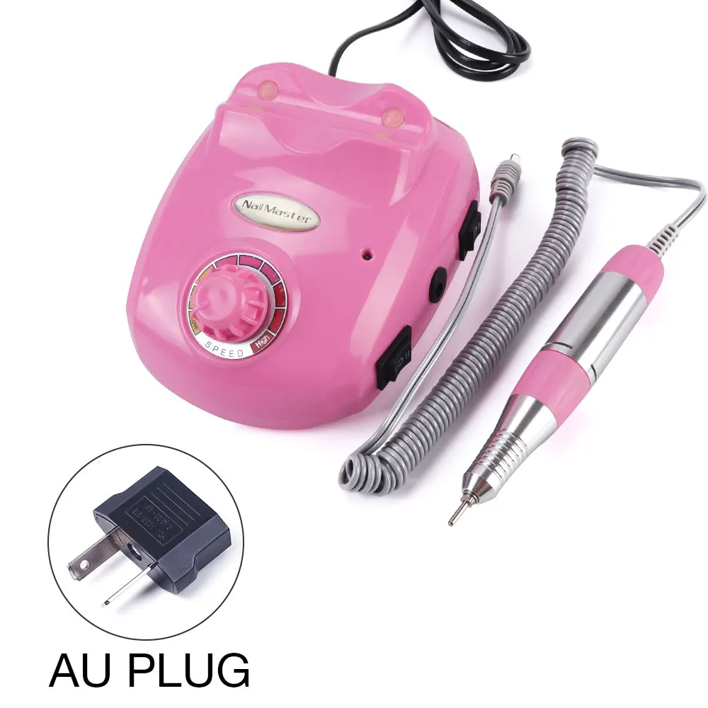 pink AU Plug Pro 30000 об/мин 30 Вт электрическая пилка для маникюра, оборудование для педикюра, маникюрный станок, набор сверл для ногтей, резак для геля для ногтей - Цвет: pink AU Plug