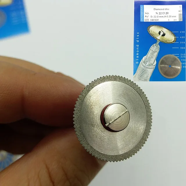 Dental Ultra-thin 0.20mm Double Sided Diamond Cutting Disc for separating polishing ceramic crown plaster or jade with mandrels N22D20