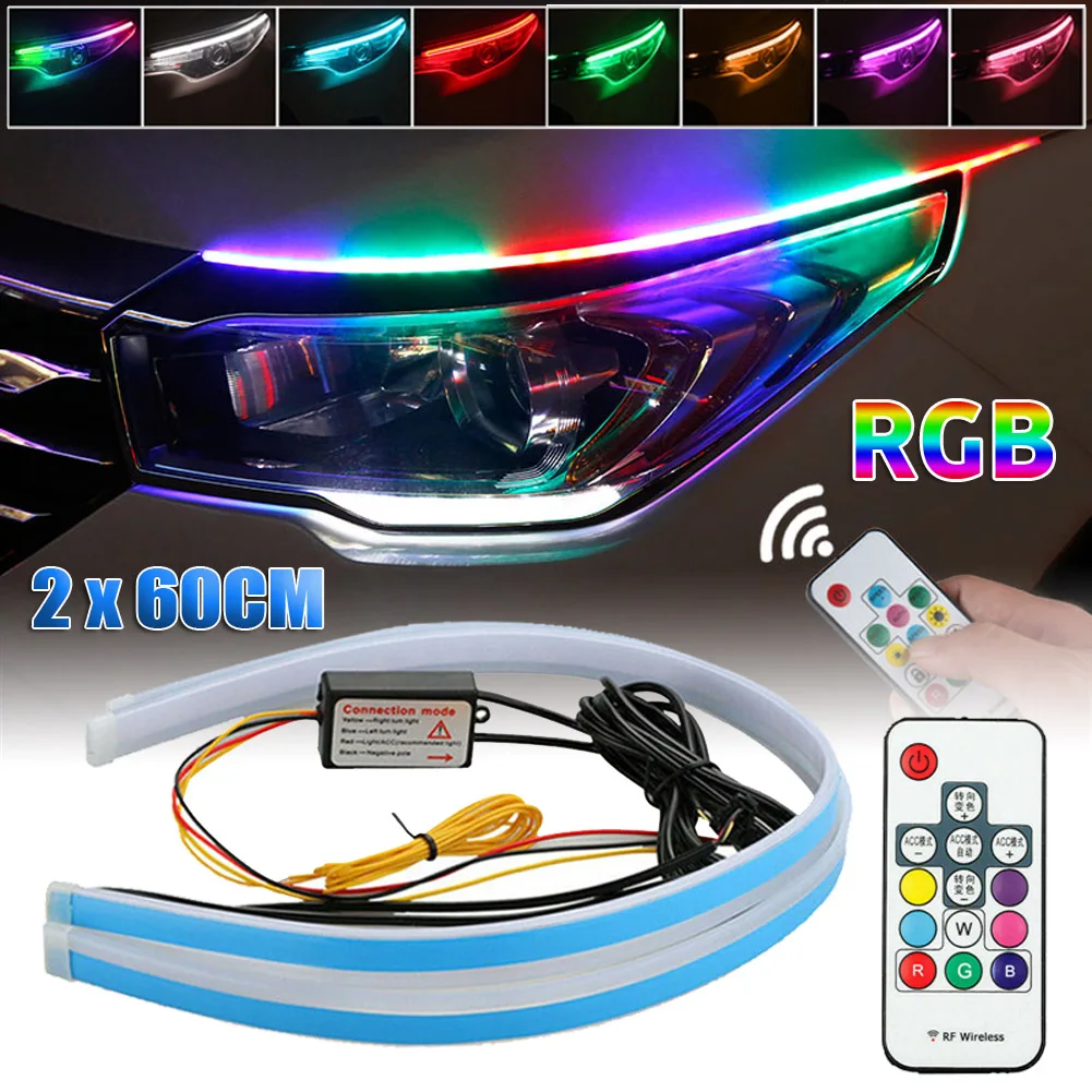 

Car Turning lights DRL LED Daytime Running Lights Accessories Flexible Brake Guide Strips Headlight Auto Day Time Flowing Lamps