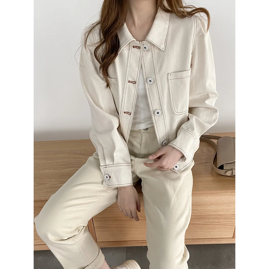 

Winter Women's Enzyme Wash Original Denim Jacket New New Korean Ins BF Long Sleeve Denim Jacket Coat