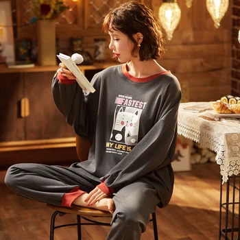 

Sexy Pajamas Homewear Suit Intimate Lingerie 2pcs Long Sleeve &pant Apring New Sleepwear Soft Nightwear Women Home Clothing