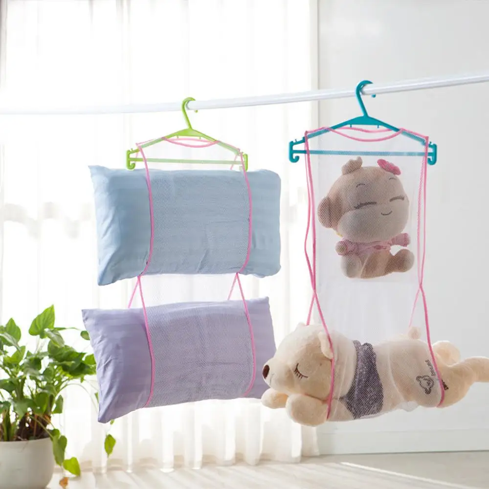 

1PC Hanging Mesh Storage Bag Clothes Toy Organizer Laundry Dryer Rack Pillow Headrest Cushi Hydroponic Doll Drying Hanger Net CD