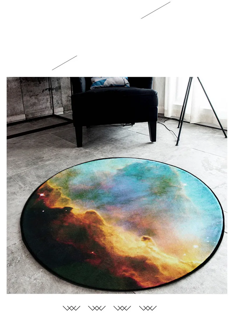 Cosmic Starry Round Carpet Floor Mat Bedroom Door Mats Bathroom Non-slip Wear-resistant Floor Mats Kitchen Window Mat