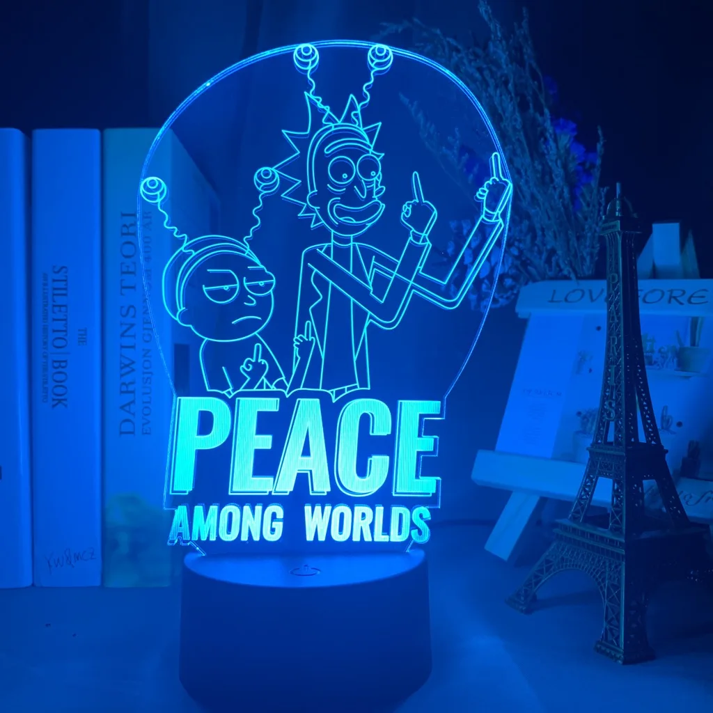 Мир среди миров Рик лампа Дети Ночной светильник для Спальня украшения ...