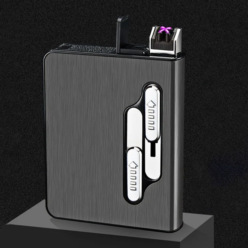 Портативный USB чехол для электронной сигареты с двойной дугой Зажигалка 12 шт. держатель для сигарет usb зарядка Зажигалка гаджеты для мужчин