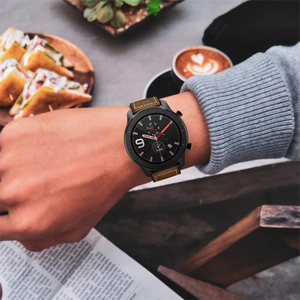 Сменные часы ремешок кожаный ремешок для AMAZFIT GTR Смарт-часы 47 мм