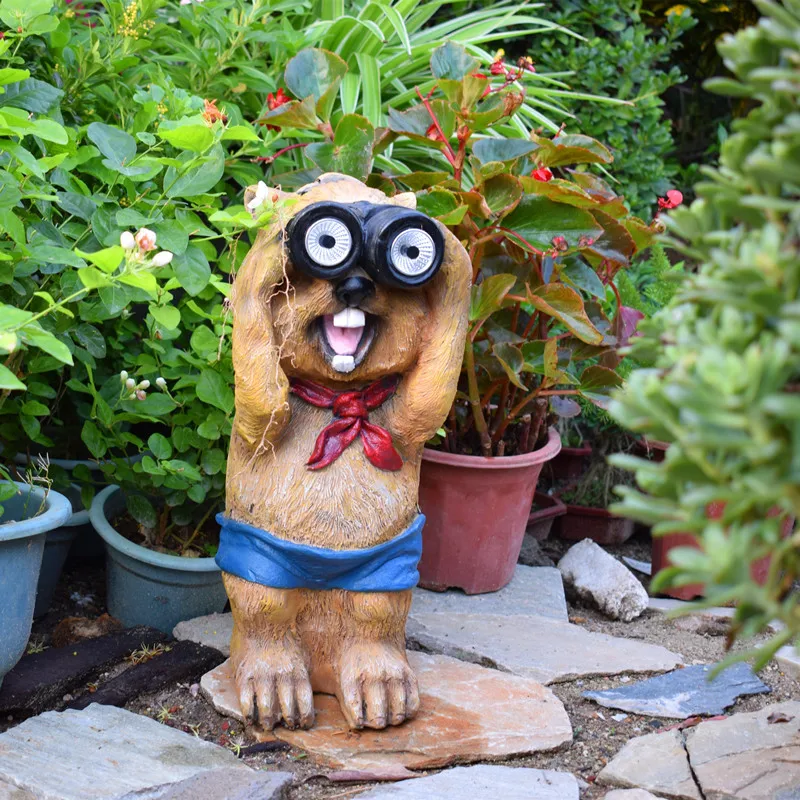 Garden Decoration Creative Watching Groundhog Decoration Solar Electronic Night Light Garden Villa Decoration M2658