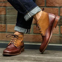2019 Autumn / Winter Men Martins Boots Casual Lace-up Men Boots Genuine Leather Fashion Booties Man Cowboy Boots 2019 Autumn / Winter Men Martins Boots Casual Lace-up Men Boots Genuine Leather Fashion Booties Man Cowboy Boots