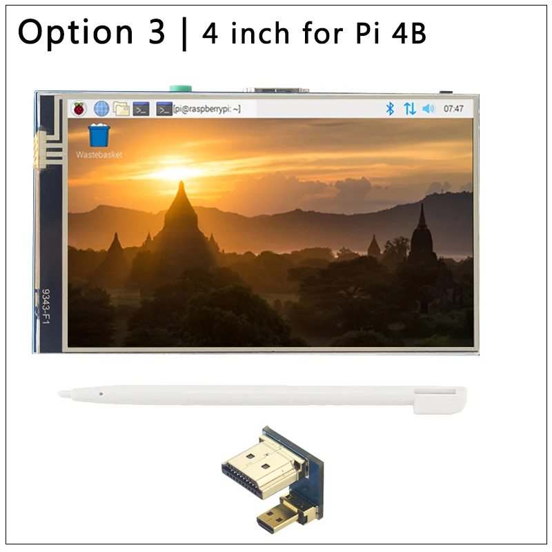 Option 3 for 4B 4 дюйма 3,5 дюйма Raspberry Pi 4 сенсорный экран 800x480 ips подсветка Отрегулируйте ЖК-дисплей с аудио для Raspberry Pi 4B/3B+/3B PC - Цвет: Option 3 for 4B