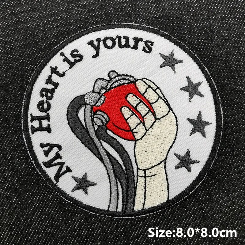 Schädel Herz Patches Für Kleidung USA Anime Nähen Abzeichen Geist Poker Applique Aufkleber Punk Hippie Bestickt Patch auf Kleidung – Detail 14