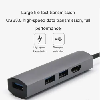 

4 in 1 Multi USB 3.0 HUB Type C to 4K HDMI Adapter for Matebook Samsung S8/S9 Note 9 USB C Hub