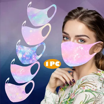 

1Pcs Adult Unisex Starry Sky Printed Ice Silk Pink Face Mask Dustproof Reusable Outdoor Washable Face Mask mondkapjes wasbaar