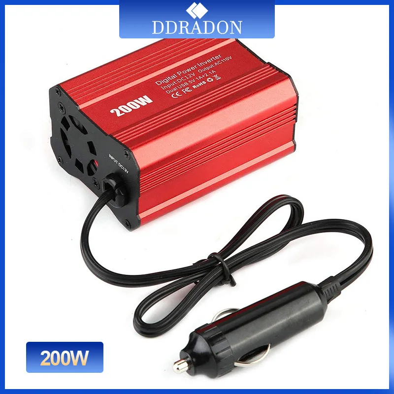 DDRADON 200W Car Power Inverter 12V 220V and AC 110v Converter Auto Charger Converter Adapter Modified Sine Wave EU US JP Socket