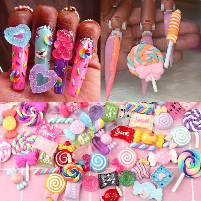 30Mixed3DKawaiiNailArtCharmsResinCandyLandNailArtDecoration
