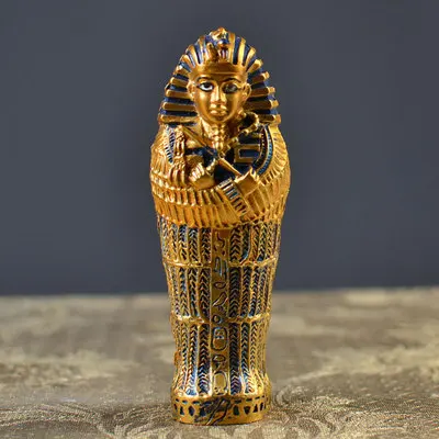Древняя египетская Пирамида Мумия статуя смолы ремесла Золотая маска Фараон гроб фигура Искусство Скульптура домашнее настольное украшение R2926 - Цвет: 10x3.5x3.5cm