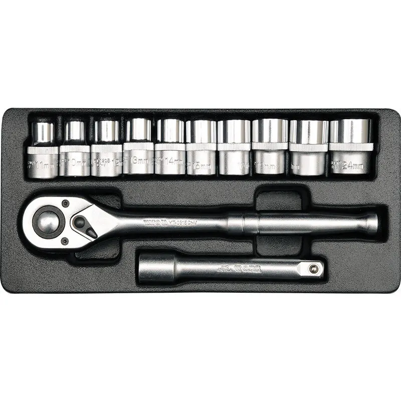 

Easy Inverto 1/2DR Chrome Vanadium Steel 12 Pieces Socket Spanner Set Mechanic Set Iron Box YT-12621