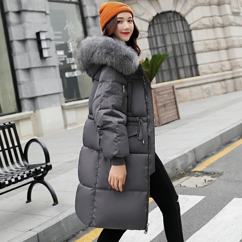 IELGY Женская хлопковая куртка средней длины зима тонкий толстый с капюшоном талия Мода