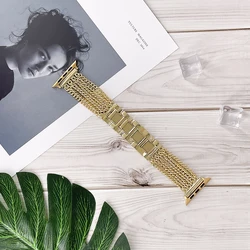 Elegant Stainless Steel Chain Band Strap for Apple Watch - Women's Loop Bracelet (Gold)
